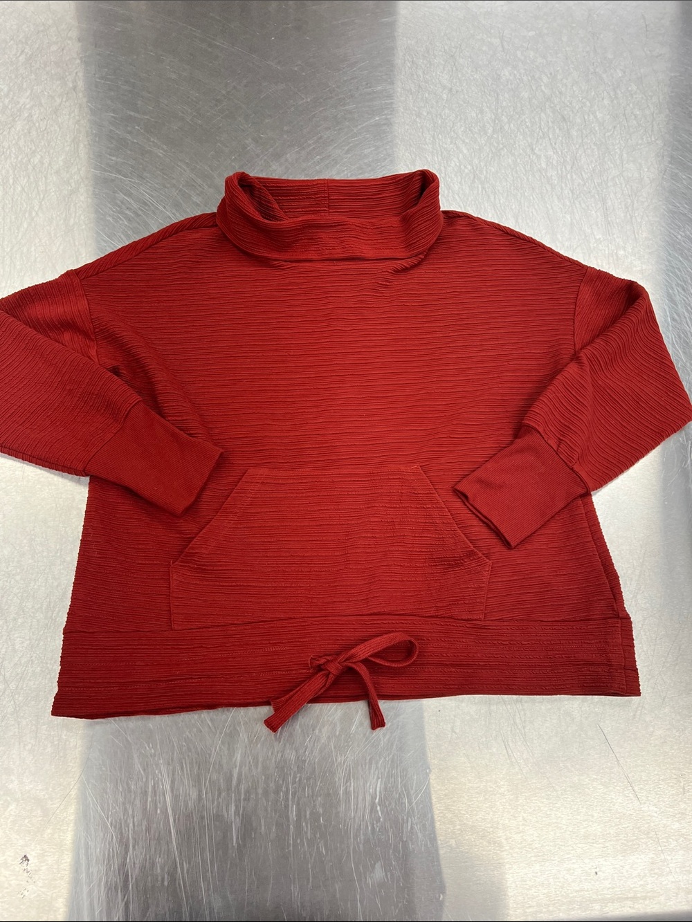 Grace & Lace Burnt Orange Funnel Neck Tie-Hem Sweater Women’s M